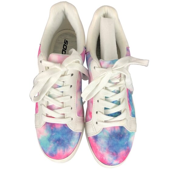 Pink & Blue Tie Dye Lace Up Sneakers by Soda Womens Size 8 - Picture 4 of 16